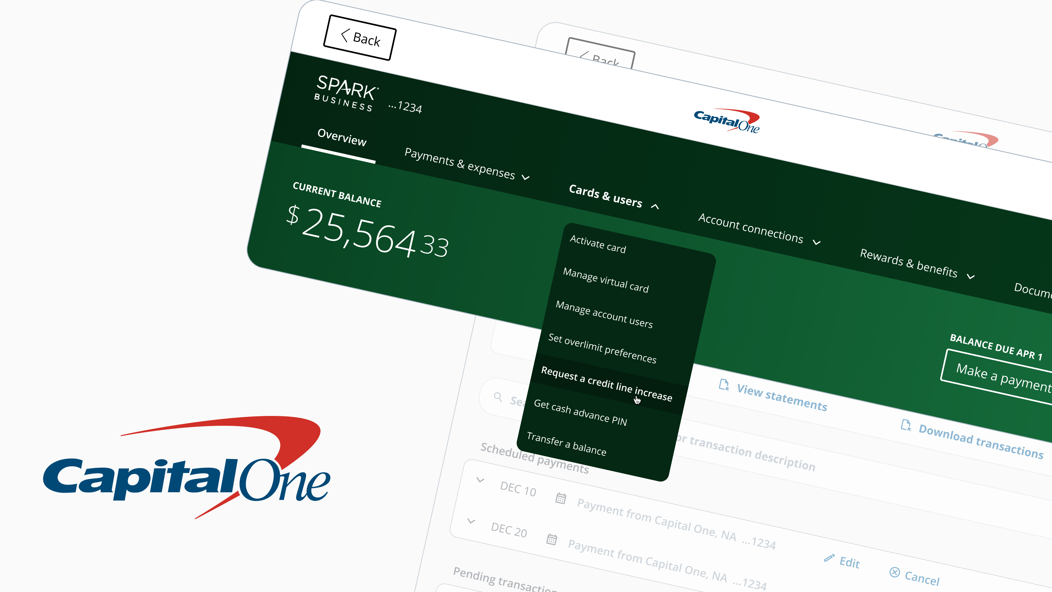 Web page UI for Capital One Business
